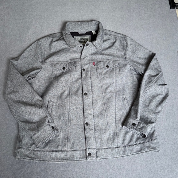 Levi's Men’s Gray Soft Shell Trucker Jacket Jacket size 2XLT Polyester like new - Picture 7 of 12